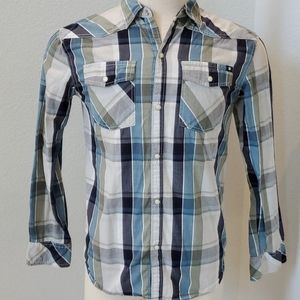 Lucky Brand Plaid Button/Snap Down Long Sleeve